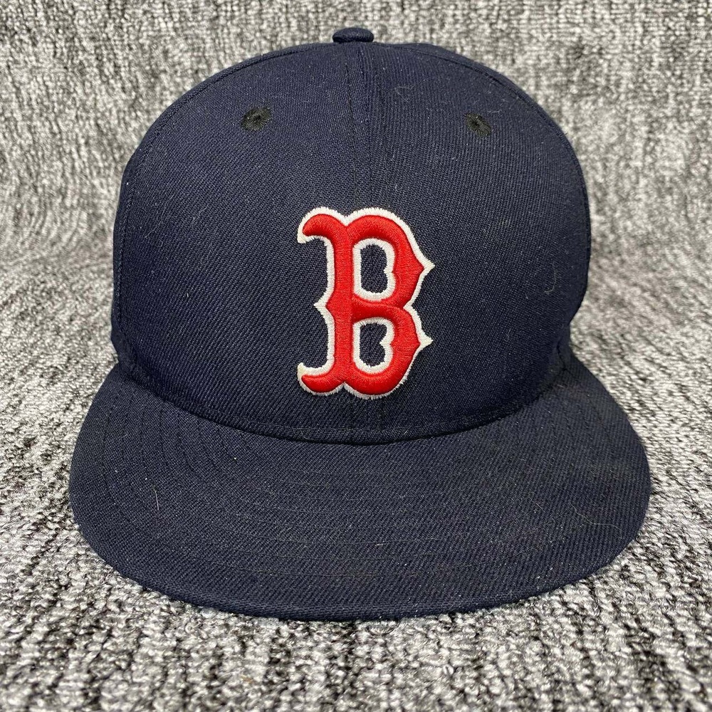 New Era Boston Red Sox Mens 7 1/4 Navy Blue MLB 59FIFTY Fitted Hat Baseball Cap